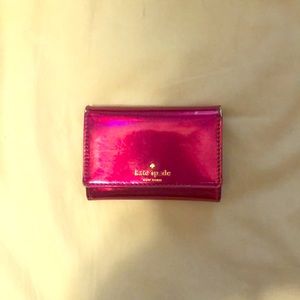 Used Kate spade metallic pink mini keychain wallet